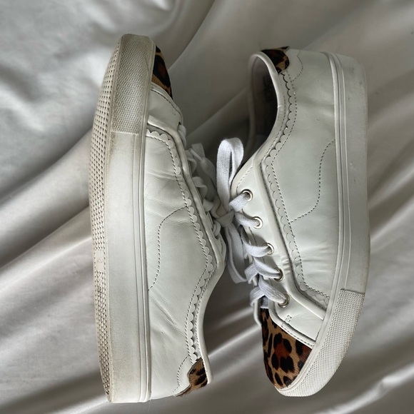 Ann Taylor Savannah Leopard Print Haircalf Leather Sneaker Stitched Size 8.5 - Picture 11 of 12